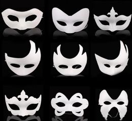 Blank White Masquerade mask Kids Adults Mardi Gras Christmas Halloween midnight costume DIY Half Full Face Masks Animal cartoon Ma8968131