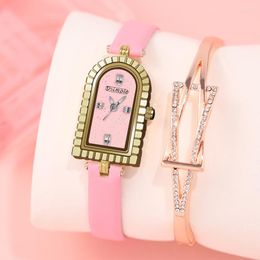 Wristwatches Fashion Rose Gold Watch For Women Leather Strap Quartz Wrist Ladies Bracelet Watches Relogio Feminino