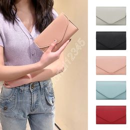 Women PU Leather Flap Clutch Wallet Credit Card Holder Change Pocket Money Bag Lady Casual Solid Colour Short Business Coin Purse