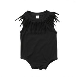 Clothing Sets Baby Girls Boy Cute Toddler Black/Green Tassel Sleeveless Bodysuit Clothes Jumpsuit Outfits Size 0-24M