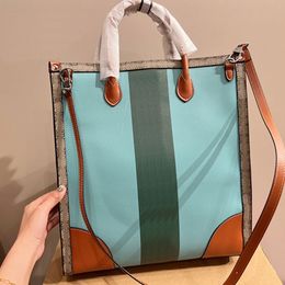 Women Graffiti Totes Bag Crossbody Bags Split Handbag Purse Blue Leather Large Capacity Pocket Embroidery Letters Detachable Strap Interlocking Letters