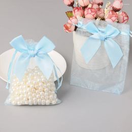 Jewellery Pouches 20pcs/lot 9x12cm Organza Bag Bowknot Gift Christmas Party Wedding Candy Bags Exquisite Packing Drawstring Pouch