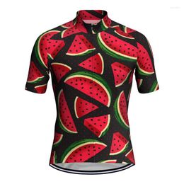 Racing Jackets 2023 Men's Classic Cycling Team Watermelon Short Sleeved Bike Road Mountain Race Clothing Maillot Outdoor