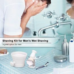 Shaving Kit For Mens Wet Brush Holder Stand Soap Bowl Mug Hair Beard Portable Usef Drop Delivery Dhsne