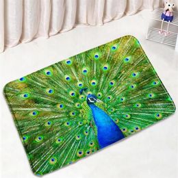 Bath Mats Chinese Style Animal Bathroom Mat Elegant Peacocks Pattern Non-Slip Bedroom Rug Door Home Decor Kitchen Doorway Carpet314O