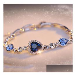 6 Colours Elegant Shape Women Crystal Bracelet Plating Heart Pendant Bracelets For Girl Nice Gift Mti Style Wholesale Ship Drop Deliver Dhgzu