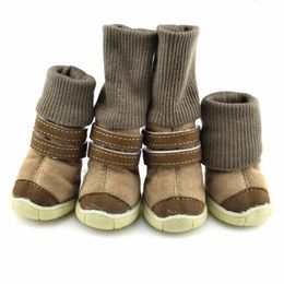 Pet Protective Shoes 4pcsSet Thick Fur Pet Dog Shoes Bottom Slip-resistant Waterproof Small Dogs Shoes Winter Warm Snow Boots For Puppy Cats Teddy 231110