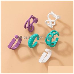 Cluster Rings Colorf Acrylic Resin Joint Ring Sets For Women Ins Pretty Flowers Butterfly Handmade Beaded Party Jewellery Drop Dhgarden Dhywl