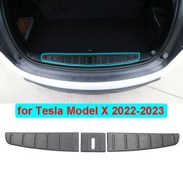 For Tesla Model X 2023 2022 Rear Trunk Sill Bar Protector Cover ModelX Anti-Scratch Guard Carbon Fiber Pattern ABS Accessories