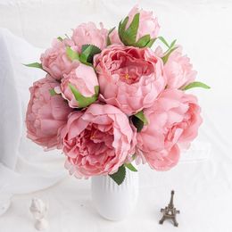 Декоративные цветы искусственный пион шелковый букет букет белая большая голова и бутона красивая фальшивка для свадебной вечеринки домашний стол