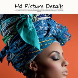 African Nude Woman Headband Portrait Nordic Canvas Painting Posters and Prints Scandinavian Wall Art Picture for Living Room