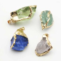 Pendant Necklaces Fashion Quality Natural Crystal Stone Multicolor Irregular Plating Phnom Penh Necklace DIY Jewellery Making Wholesale 5Pc