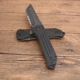 Factory Price R2102K Flipper Folding Knife 8Cr13Mov Black Stone Wash Serrated Blade Aluminum/Stainless Steel Handle Ball Bearing Outdoor EDC Pocket Knives