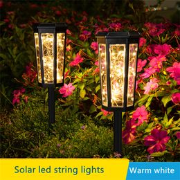 Lawm LAMP LAMP Solar Lights في الهواء الطلق مقاوم للماء ، أضواء المناظر الطبيعية 50 مضواء سلسلة دافئة مسدس إضاءة التخييم الأضواء العشب الغسق إلى فناء الفناء الفناء