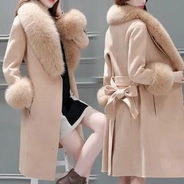 Womens Wool Blends Woollen coat winter women Korean version of the selfcultivation large fur collar jackets WoolCoat Jacket Parka 231110