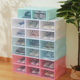 Storage Holders Racks 6pcs Transparent Shoe Boxes s Thickened Dustproof Organiser Superimposed Combination Cabinet 230410