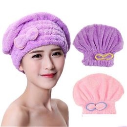 Shower Caps Microfiber Cap Hair Towel Turban Quickly Drying Women Girls Ladies Absorbent 7 Colors Drop Delivery Home Garden Bath Bat Dh4Fg