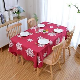 Table Cloth Christmas Red Embroidered Snowflake Tablecloth Cotton Linen Cover Runner Year Home Decor 2023 Xmas