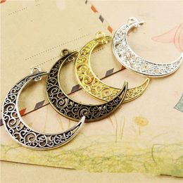 Antique Silver Antique Bronze Silver Plated Gold Antique Golden Moon Two Loops Pendant Charm Finding DIY Accessory Jewellery Makin214o