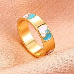 Wedding Rings Boho Vintage Dripping Oil For Women Trendy Creative Colourful Engagement Fashion Closed Ring Jewellery Accessories 1Pc