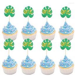 Festive Supplies 10Pcs Palm Leaves One Cupcake Toppers Boy Girl 1st Birthday Party Cake Decor Baby Shower Kids 1 Year Old Jungle