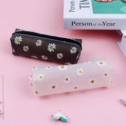 Little Daisy Transparent Pencil Case Stationery Bag Kawaii Storage Makeup Bags Student School Supplies