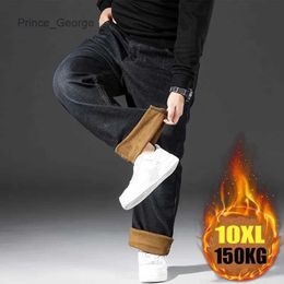 Men's Jeans Winter Warm Baggy Jeans Mens Denim Loose Trousers Men Plush Straight Denim Pants Husband Plus Size Warm Stretch Jeans OversizedLF231111