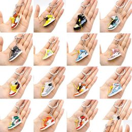 Designer Shoes Keychains 3D Joint Cartoon Basketball Shoe Keychain Stereoscopic Sneaker Key Chain Top Quality Pendant Accessories Men Dhqd6