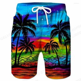 Men's Shorts Coconut Tree Swimming Surfing Board 3d Short Kids Beach Men Trunk Masculina Swim Trunks Sportwear Boy Brie