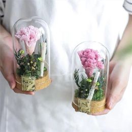 Bottles 6sets/pack 6 12cm Mini Size Glass Dome Vase Home Table Deocration Cork Base Transparent Cover Wedding Prop Friend Gift