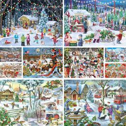 Paintings Christmas Festival Town Paint By Numbers Package Oil Paints 50*70 Painting On Canvas Wall Paintings For Kids Wall Art HandiworkL231111