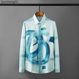 Men's Casual Shirts High-End Business Shirt Men Star Catwalk Long Sleeves Silk Shirt Casual Slim Office Social Party Tuxedo Men Clothing streetwear W0410