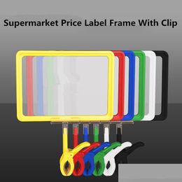 Labels Tags 5 Pieces Label A5 Supermarket Plastic Price Sign Holder With Pop Clip Product Paper Frame Board Drop Delivery Office S Dhblm