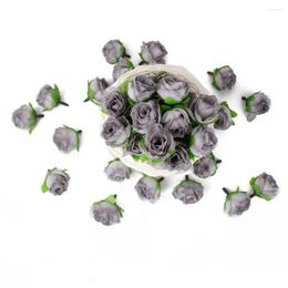 Decorative Flowers 50 Pcs Artificial Rose Sewing Roses Faux Flower Heads Decorate Mini Foam Fake Bride