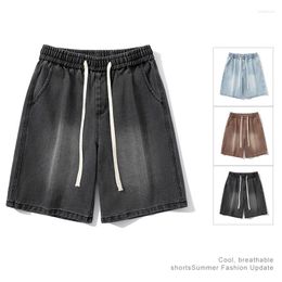 Men's Jeans 2023 Summer Men's Denim Shorts Solid Color Simple Loose Casual Cropped Pants Fashion Streetwear Baggy Black