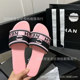 slides designer women sandals chaneles High version embroidered slippers for 2023 summer new fairy wear versatile flat bottomed anti slip flip flops house