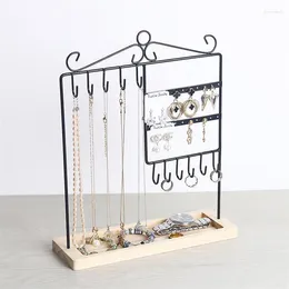 Jewellery Pouches Creative Boutique Home Solid Wood Wrought Iron Earring Rack Necklace Storage Display Practical Hanger