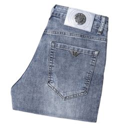 Men's Jeans Spring Summer Thin Denim Slim Fit European American High-end Brand Small Straight Pants QK9912