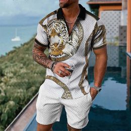 Men's Tracksuits Summer Men Luxury Vintage Polo Shirt Set Casual Turn Down Collar Tracksuit Male Fashion Clothing Beach Style Outfits Streetwear 230410