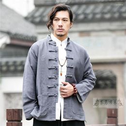 Ethnic Clothing Chinese For Men Mandarin Collar Tradtional Jacket Year Clothes Retro Blouse Shirt Style Tai Chi Uniform