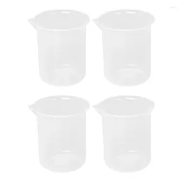Measuring Tools Kitchen Lab Graduated Beaker Clear Plastic Cup Thicken With Cap Jug 200ML 4Pcs