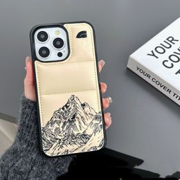 Designer Fashion Down coat case Iphone Case For 11 12 13 14 15 Plus Pro Max Individuality Puffy For Iphone Case flat Cotton Winter Match