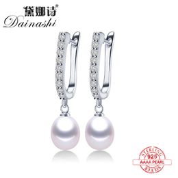 Dangle Chandelier Women Freshwater Pearl Earrings Zircon Fashion 925 Sterling Silver Drop Earring White Real Pearl Wedding Jewelry With Box 230410
