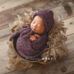 Blankets Handmade Born Stretch Wrap Pography Props Blanket Basket Cushion For Baby Infant Studio Shooting