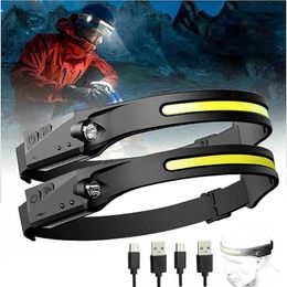 Head lamps LED Induction Headlamp Rechargeable Sensor Headlight Outdoor Camping Fishing Lantern Built-in Battery Flashlight Head Torch P230411