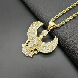 Pendant Necklaces European And American Hip-hop HIPHOP Stainless Steel Gold-plated Ancient Egyptian Eagle Horus Ancor