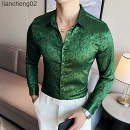 Men's Casual Shirts 2022 Autumn Flower Shirts For Men Long Sleeve Slim Casual Shirt Male Business Dress Shirts Streetwear Social Party Tuxedo Blouse W0410