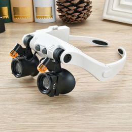 Magnifying Glasses Led Light Lamp Double Glasses Loupe Lens Glasses Magnifier Watchmaker Jewellery 230410