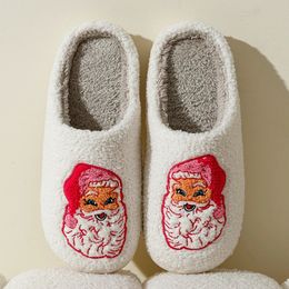 Slippers Women Christmas Winter Warm Fur Cute Pink Santa Claus Home Holiday Party Shoes 231110