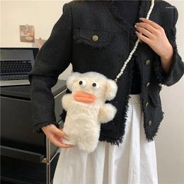 Evening Bags Women Funny Plush Small Shoulder Bag Female 2023 Winter Chain Crossbody Girl Sausage Mouth Cute Mobile Phone